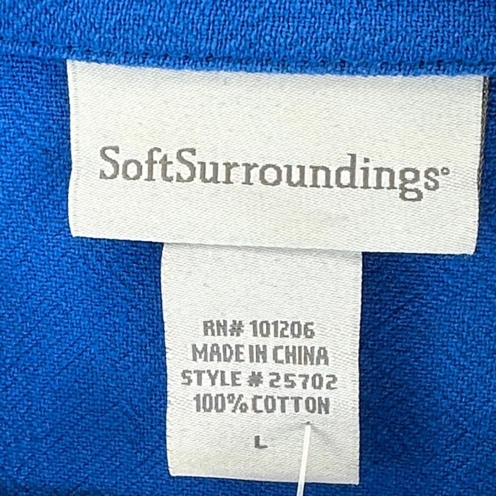 Soft Surroundings 100% Cotton Royal Blue Button Down Tunic Feminine & Flattering - Picture 6 of 9